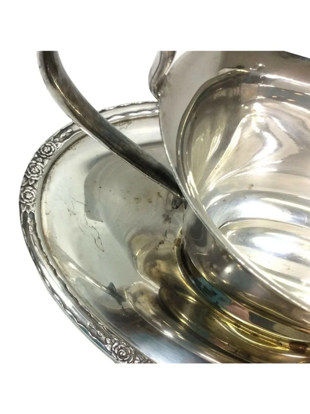 International Silver Camille Silverplate Gravy Boat Attached Underplate Vintage